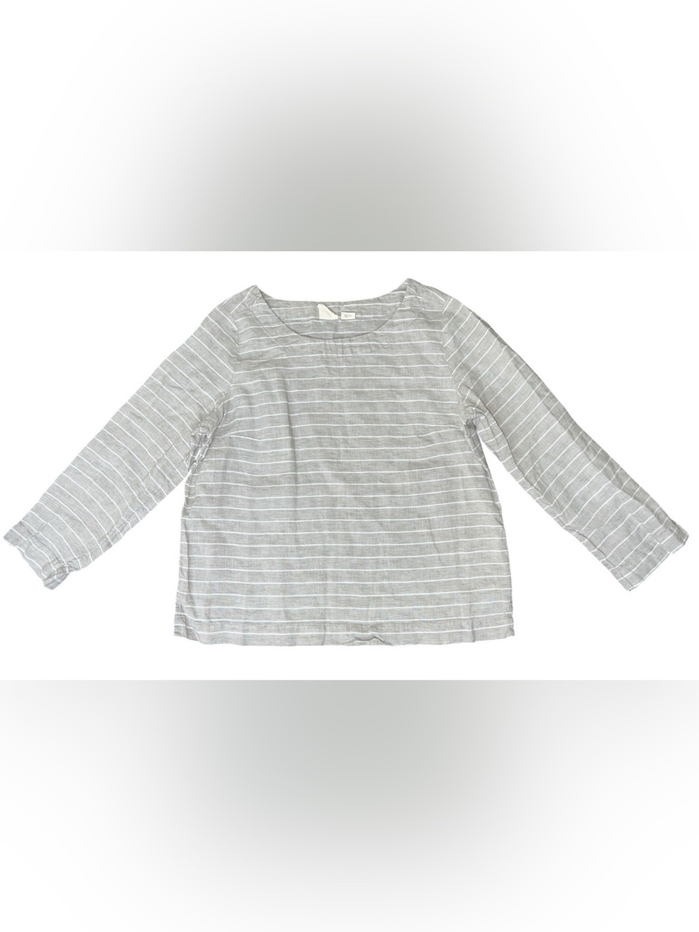 C&C CALIFORNIA Women’s MediumGray/White Striped 100% Linen Pullover Top Modern